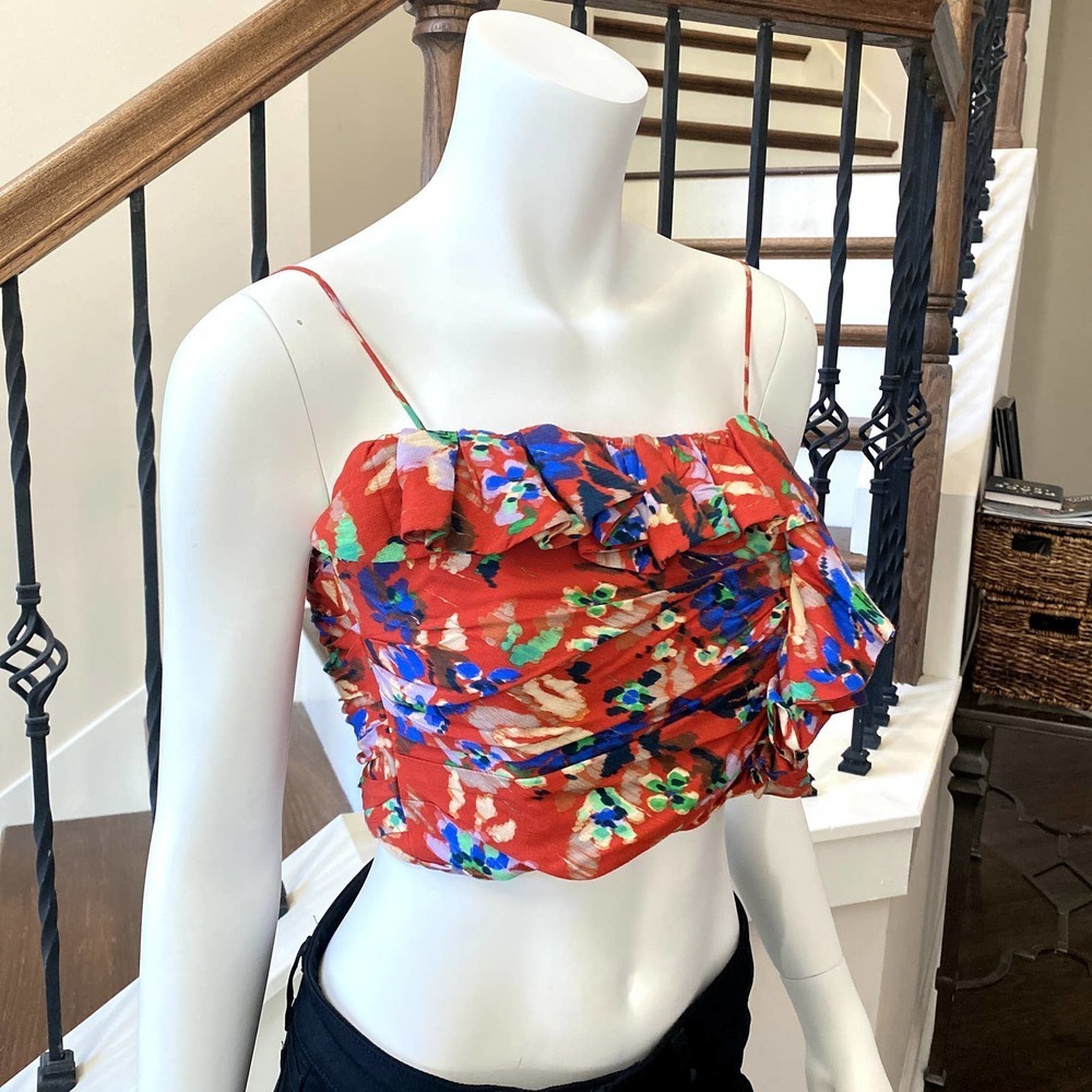 NWOT ZARA Ruffle Spaghetti Strap Cami Top, size Small - Picture 3 of 10